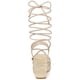 thumbnail image 3 of Alpargatas con tacón de plataforma y cordones para mujer Sandalias con cuña Beige 37, 3 of 7