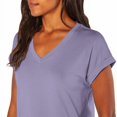 thumbnail image 2 of Banana Republic Women’s V-Neck Roll Sleeve T-Shirt, Purple Persian Violet 2XL, 2 of 4