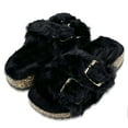 thumbnail image 2 of LAVRA Girls Double Strap Sandals Kids Fuzzy Fur Slides Flatform Shoes, 2 of 5