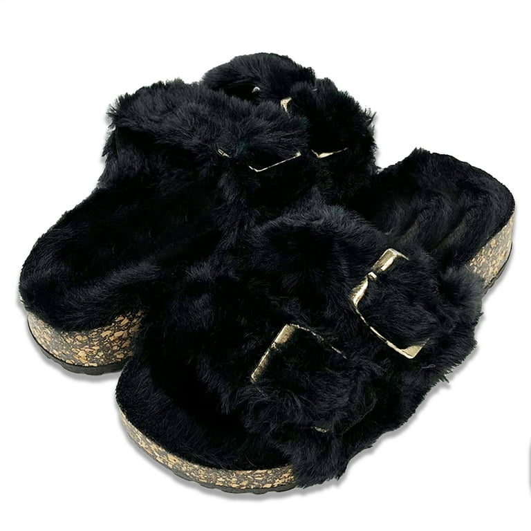 Fuzzy 2 strap deals sandals