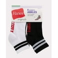 thumbnail image 2 of Hanes Originals Women's Ankle Socks, Moisture Wicking, 6-Pairs Black/White Animal Print 5-9, 2 of 4