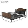 thumbnail image 4 of Mirightone Full Bed Frames, Metal Montessori Bed Frame with Storage and Rails, Upholstered Headboard, Modern Full Size Beds with LED Light, Low Platform Bed with Slats Support, Black, 4 of 8