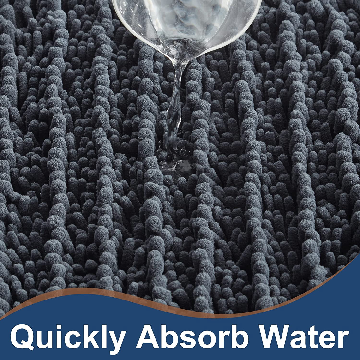 Soft Plush Microfiber Bathroom Rugs, Absorbent Bath Rugs Non Skid Machine Wash Dry Bath Mats for Tub,Shower and Bath Room Floor Mats (20x32inches, Charcoal Grey)