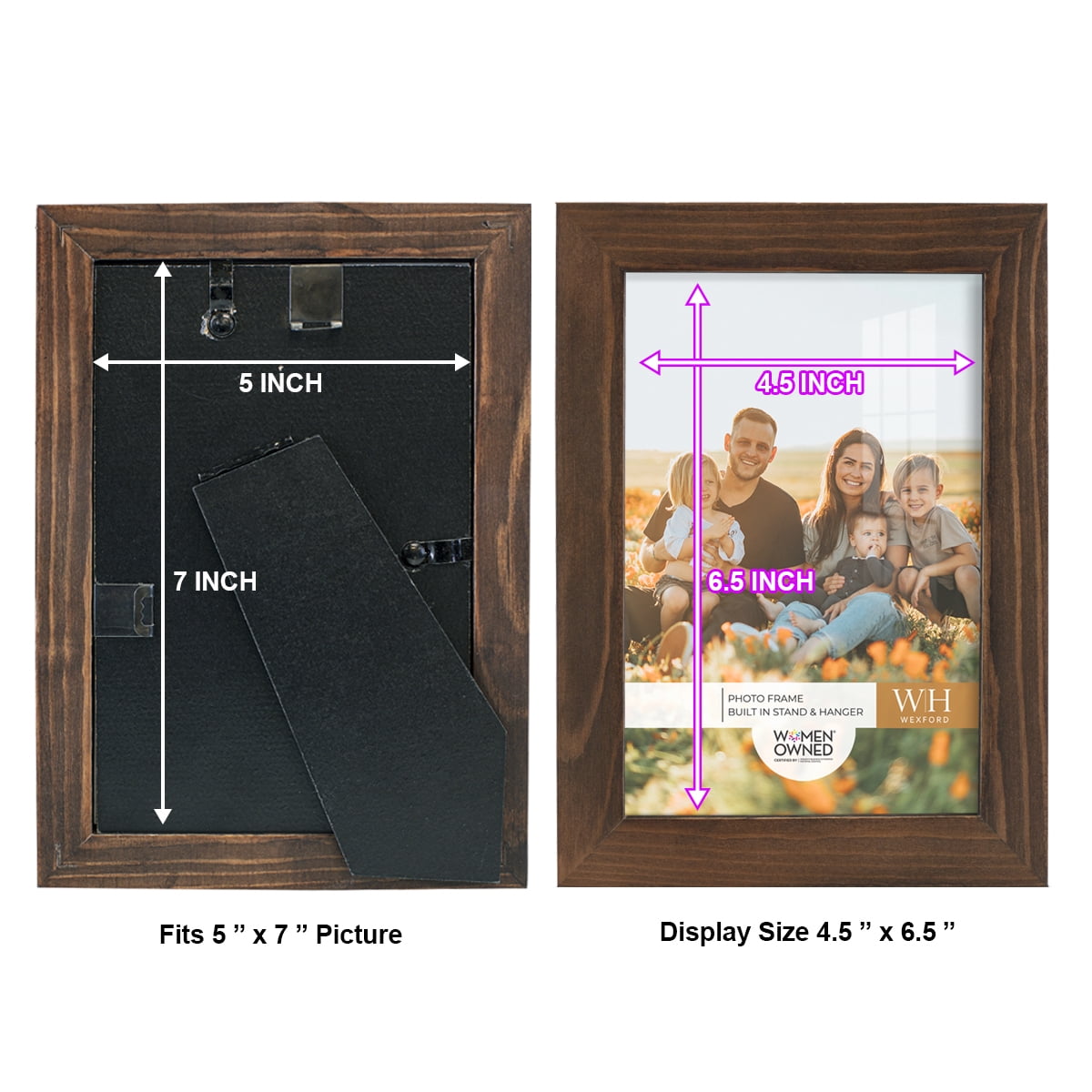 Wexford Home Woodgrain 5" x 7" Chestnut Picture Frame (Set of 6)