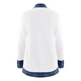 thumbnail image 5 of YWMJI Denim Patchwork Corduroy Cardigan for Women Collared Knit Sweater Blazer Soft Ribbed Knit Long Sleeve Button Down Denim Trim Blazer Lightweight Open Front Thigh Length Jackets White 3Xl, 5 of 5