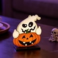thumbnail image 4 of ShengapQ Halloween Wooden Tabletop Ornament, Freestanding Spooky Wood Sign Decor, Tiered Tray Mantel Shelf Desktop Indoor Decor, Creepy Holiday Party Scene Display Decoration Gift, 4 of 9