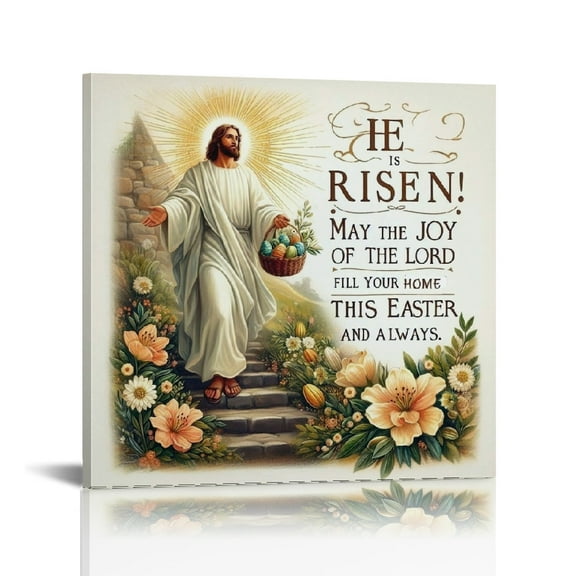 Vintage Easter Christian Jesus Wall Art Jesus Leaves the Tomb Canvas Painting Resurrected Savior Leaves the Tomb He Is Risen Posters Prints for Church Home Bedroom living room Home Wall Decor Framed
