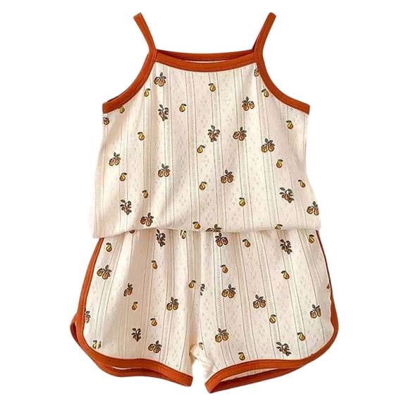 KPOPLK Toddler Girls Pajamas Sleeveless Cotton Pjs for Kids Soft Tank Top & Shorts Girls Pajama Set Brick Red Size 9-10 Years