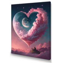 Designart Cotton Candy Cloud Heart IV Canvas Wall Art