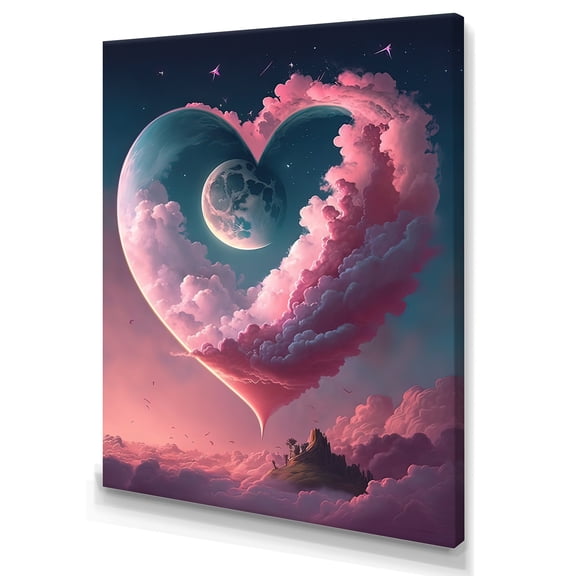 Designart Cotton Candy Cloud Heart IV Canvas Wall Art