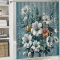 thumbnail image 6 of Orinice Ambesonne Teal Shower Curtain, Fantasy Jungle Vibe Jumble Design Flowery Bouquet with Leaves Print Bohemian, Cloth Fabric Bathroom Decor Set with Hooks, Cadet Blue Pale Grey 60x72, 6 of 7