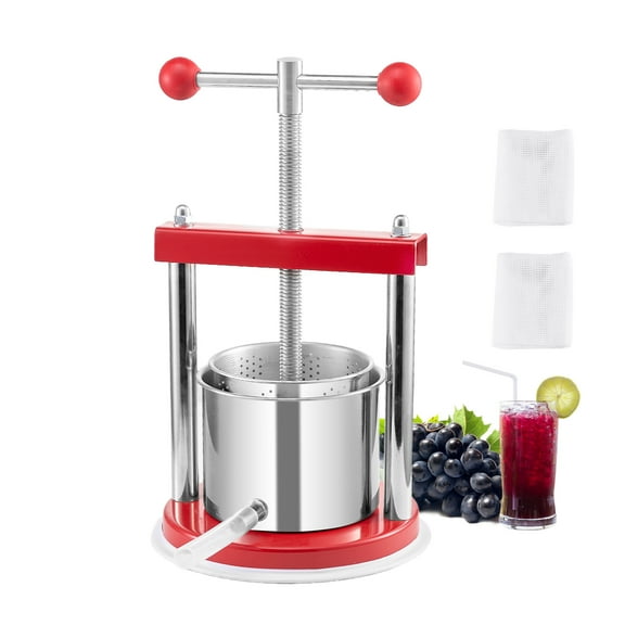 KFFKFF 0.44 Gal/1.65L Fruit Wine Press Stainless Steel Basket Wine Making Press Cider Apple Grape Crusher Juice Maker Tool