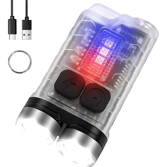 Mini LED Flashlight with UV, Red Light, and Blue Light - Perfect for Camping, Hiking, Emergencies - 900 Lumens