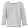 thumbnail image 2 of ContiKids Toddler Girls Long Sleeve Top T-shirts Bunny Rabbit Face Graphic Printed Ruffle Edge Tee Shirts Gray 6-7 years, 2 of 3