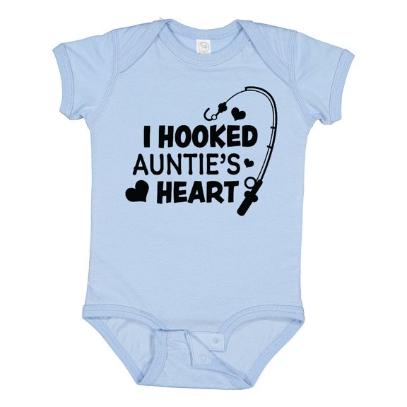 Inktastic I Hooked Auntie's Heart with Fishing Rod Boys or Girls Baby Bodysuit