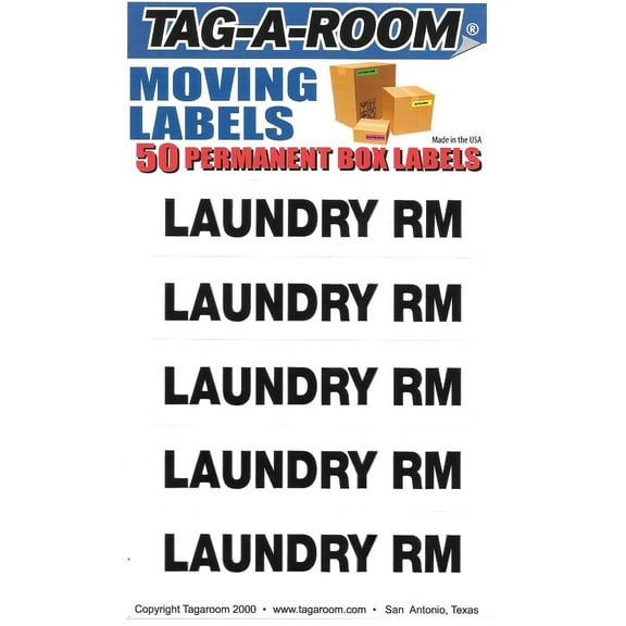 Tag-A-Room Color Coded Home Moving Box Labels Stickers (Laundry Room)