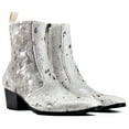 thumbnail image 6 of OSSTONE Dress Boots Chelsea Pony Hair Leopard Boots for Men Zipper-up Leather Casual Heel Shoes JY012-B-Silver-11.5 Silver, 6 of 6