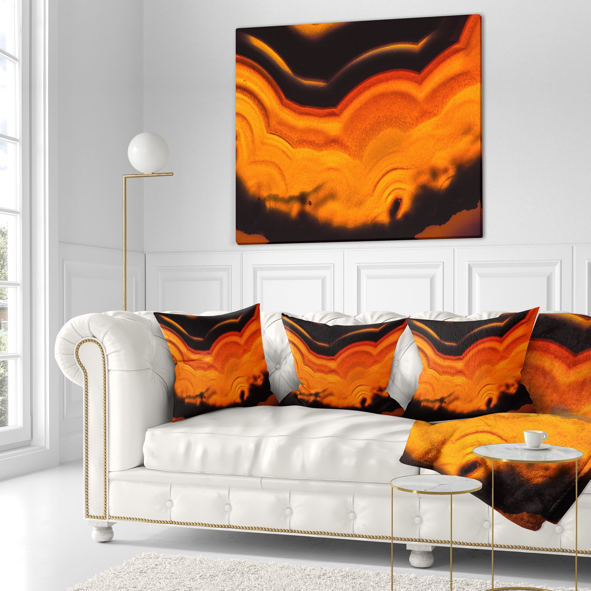 Designart Agate Macro Orange - Abstract Throw Pillow - 18x18