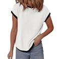 thumbnail image 1 of Women's Fashionable Solid Color V Neck Short Sleeve T - Shirt Top - Loose & Comfortable, 1 of 5