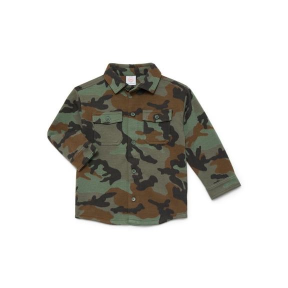 Wonder Nation Toddler Boys' Camo Shacket with Long Sleeves, Sizes 12M-5T