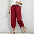 thumbnail image 3 of HAPIMO Drawstring Button Cuff Wide Leg Lounge Sweatpants Women High Waist Soft Pants for Summer and Loungewear Red S, 3 of 7