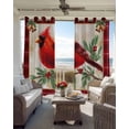 thumbnail image 3 of Christmas Cardinal Blackout Curtains 45 Inches Long, Kitchen Black Out Window Treatments, Winter Red Bird Vintage Xmas Berry Leaf Thermal Insulated Lined Drapes for Small Window with Grommet 42"x45", 3 of 8