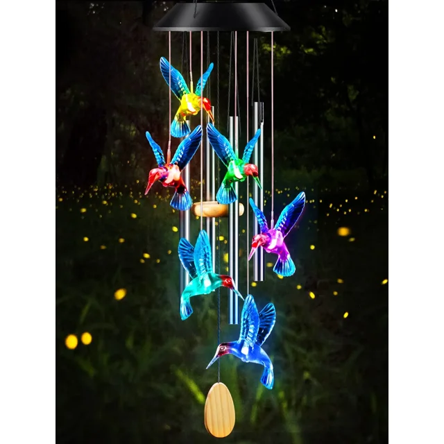 Campanillas de viento, campanillas de viento solares Colibri para exterior Color Chan