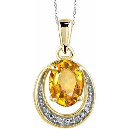 JewelersClub 1.11 Carat Citrine Gemstone and Accent White Diamond Pendant