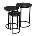 thumbnail image 4 of Lavish Home Set of 3 Round Nesting Tables for Living Room (Black Marble), 4 of 8