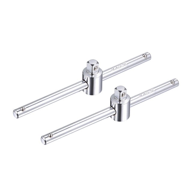 Unique Bargains 1/4-Inch Drive Drive Sliding T-Handle Socket Wrench Chrome Finish Cr-V Steel 2pcs