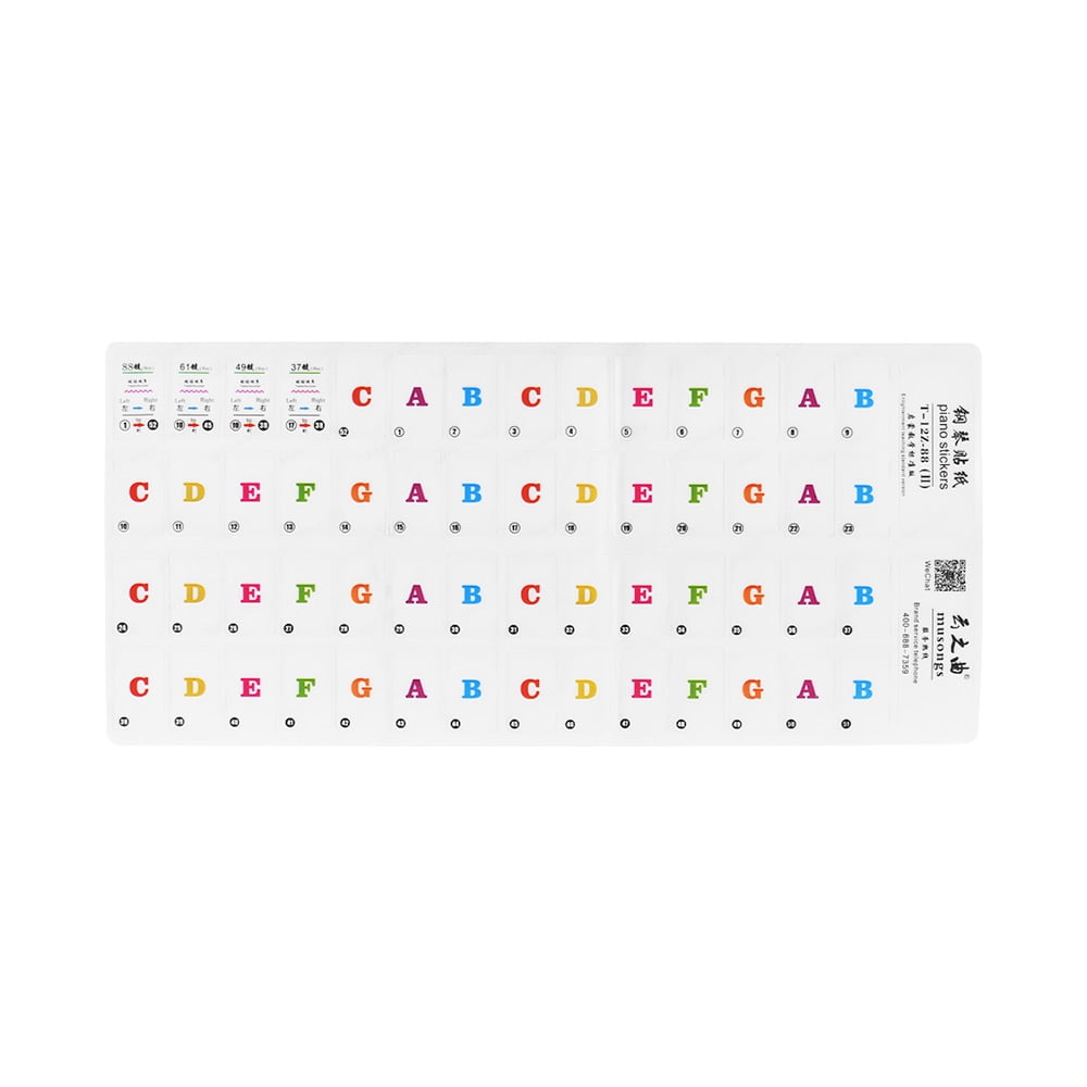 piano keyboard music note stickers colorful removable for 37 49 61