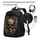 thumbnail image 2 of Fotbe Vintage Gold Leaf Skull Mochila con Estampado y Puerto USB para Hombre y Mujer, Mochila Antirrobo, Mochila de Viaje, Mochila Escolar, Mochila Universitaria, 2 of 7