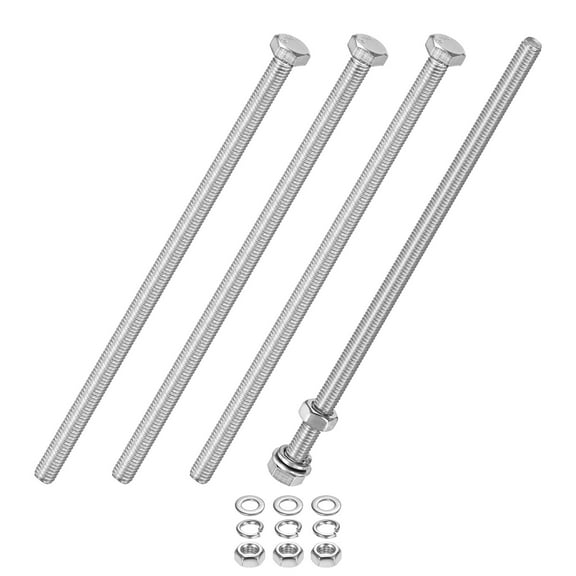 Uxcell 4-Pack Hex Head Screw Bolt with Nuts Flat & Lock Washers M5x120mm