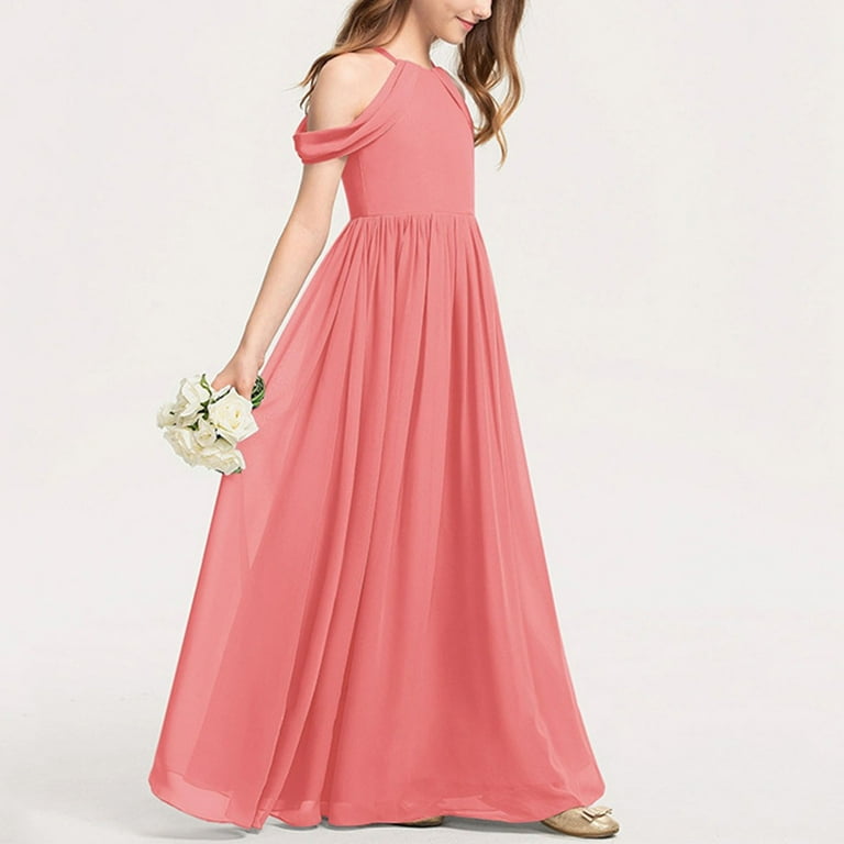 Xdegoge Formal Dresses Girls Dresses Size 14-16 Black 2025 off Shoulder  Bridesmaid Dresses Long Chiffon Flower Girl Dress Formal Dress Teen Girls  Wedding A-Line Chiffon Party Dresses - Walmart.com