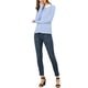 thumbnail image 2 of INSPIRAR CHIC Blusa de Manga Larga para Mujer con Cuello de Muñeca de Rayas en Contraste y Cierre Elástico en la Parte Posterior Color Azul Claro Talla S, 2 of 8