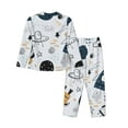 thumbnail image 2 of Wukai Cartoon Planets Print Women's Pajama Set - Soft Long Sleeve Sleepwear for Comfort and Style-Large, 2 of 9