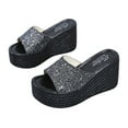 thumbnail image 4 of Anuirheih Women's Sandals Flatform Slide Open Toe Casual Summer Beach Outdoor Wedge Slipper(Gray), 4 of 5