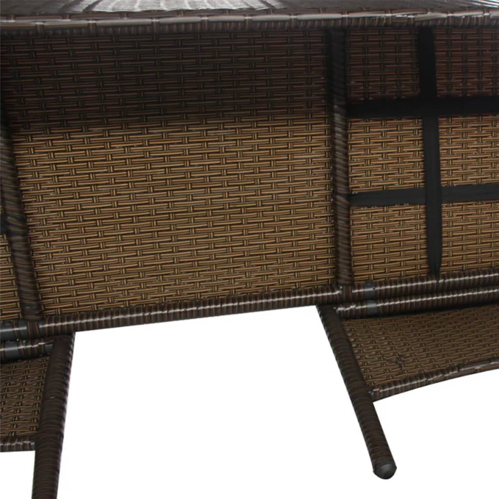Kepooman 2 Seat Patio Rattan Wicker Bench with Tea Table, Brown