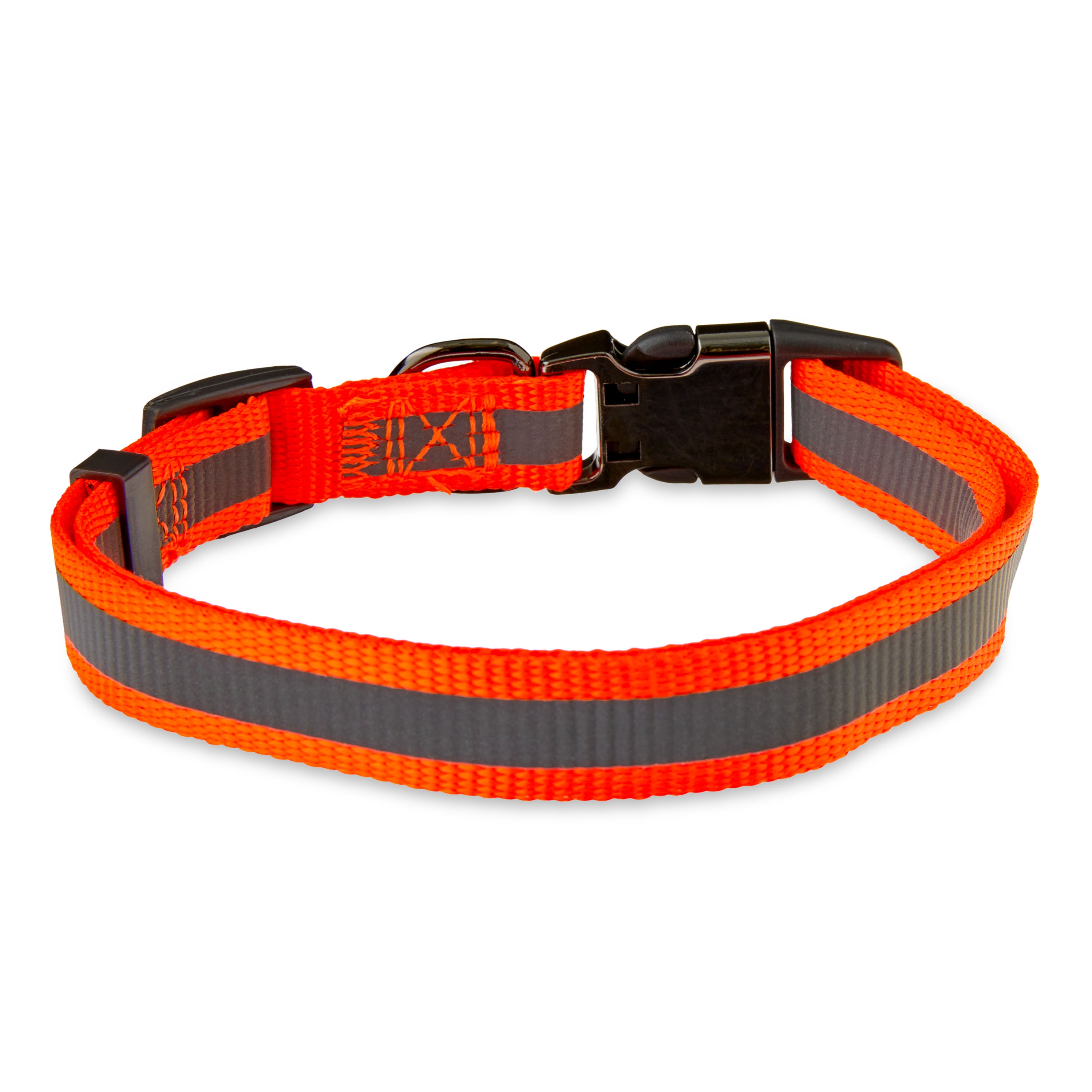 Vibrant Life Nylon Reflective Adjustable Dog Collar, Orange, Medium