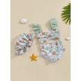 thumbnail image 3 of JYYYBF Girls Beach Swimwear 3 Piece Swimsuits Floral Print Flying Sleeve Tops Shorts Hat Bathing Suits, 3 of 7