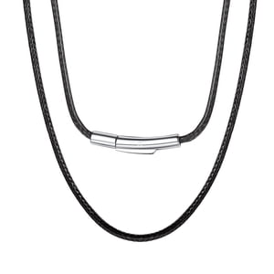 ChainsProMax Black Leather Wax Cord Necklace