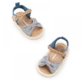thumbnail image 5 of Angmile Infant Baby Sandals Summer Bowknot Crib Shoes Stripe Bow Knot Rubber Sole Non-Slip Summer Toddler Shoes First Walker Shoes, 5 of 6