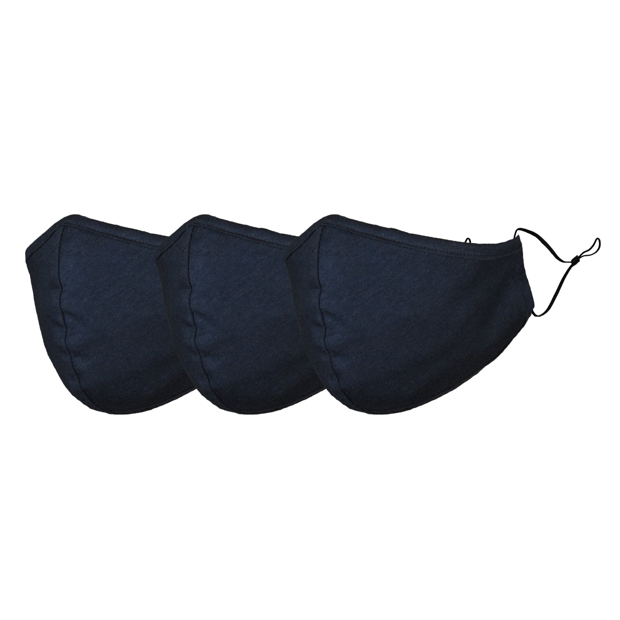 DALIX Cloth Face Mask Reuseable Washable in Navy Blue Made in USA - S-M Size (3 Pack)