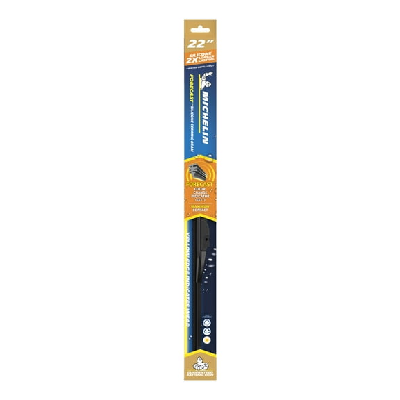 MICHELIN® Forecast Predictive Wiper Blade, 22", Silicone Ceramic Beam Blade with Yellow Edge Color Changing Technology