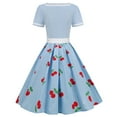thumbnail image 3 of IBTOM CASTLE Women's 1950s Vintage Wedding Audrey Hepburn Style Cocktail Swing Dresses for Evening Prom Tea Party Clothes 2XL Blue & Cherry, 3 of 8