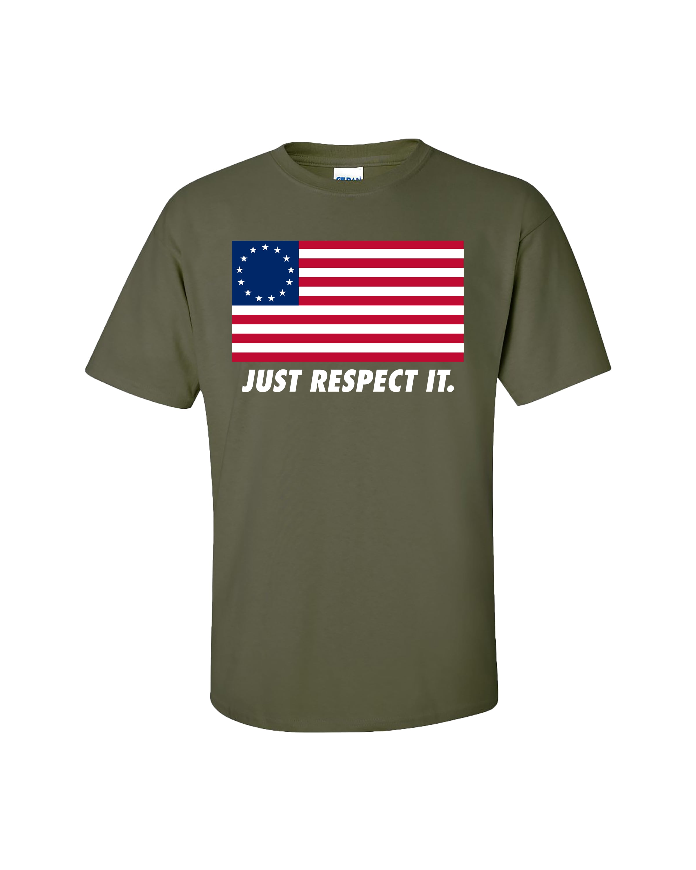 Patriotic Betsy Ross American Flag Just Respect It Adult Short Sleeve Tee Shirt - Bild 14 von 21