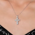 thumbnail image 3 of Gem Stone King 925 Sterling Silver Sky Blue Aquamarine and Peach Morganite Cross Pendant Necklace for Women | 3.00 Cttw | Gemstone March Birthstone | Oval 6X4MM | With 18 inch Chain, 3 of 6