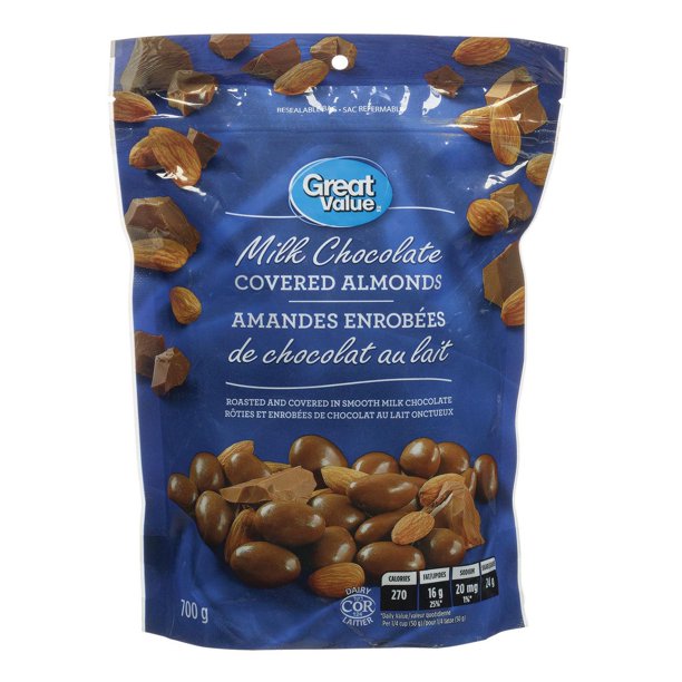 Great Value Milk Chocolate Covered Almonds, 700 g Walmart.ca
