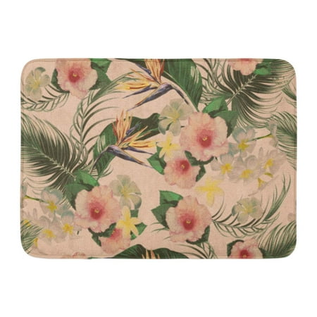 GODPOK Beautiful Floral Pattern Bohemian Tropical Flowers Palm Leaves Jungle Leaf Hibiscus Bird of Paradise Rug Doormat Bath Mat 23.6x15.7 (Meat Loaf Best Of)