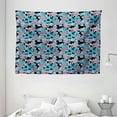 thumbnail image 1 of Floral Tapestry, Tropical Pattern with Spring Petals and Leaves on Dark Background, Wall Hanging for Bedroom Living Room Dorm Decor, 80W X 60L Inches, Pale Muave Blue and Black, by Ambesonne, 1 of 2